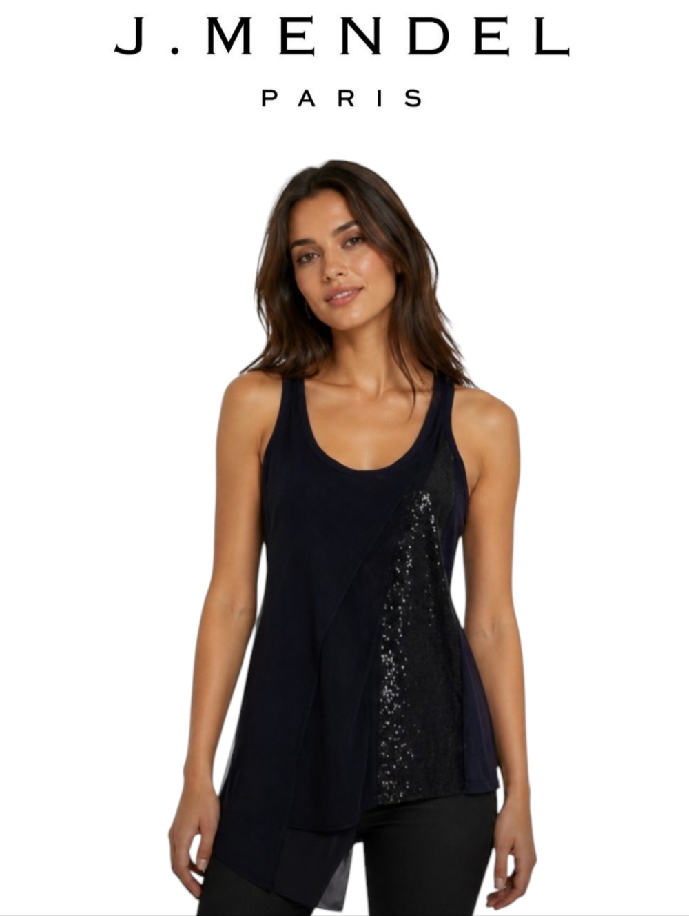 J. MENDE Paris Asymmetrical 100% Silk Sequin-Embellished Top |    6